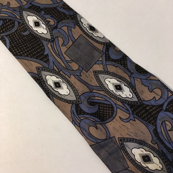 Halston III Scroll Neck Tie 100% Italian Silk - Picture 4 of 7
